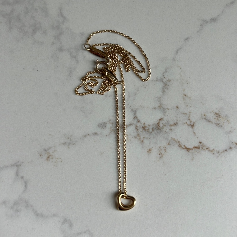 NEW Tiffany & Co. Elsa Peretti Open Heart Pendant Yellow Gold, 7mm